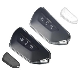 2 Pcs Car Key Cover Compatible with Volkswagen Golf 8, Car Key Case, TPU Covers, Soft Shell, Transparent, Black