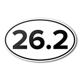 26.2 Marathon Anti-UV Vinyl Oval Car Bumper Sticker - Running & Races - White