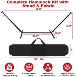 GOLDNITE Hammock with Stand for Outside,Easy Assembly Free Standing Hammock, Portable Hammock with Carrying Bag for Indoor Outdoor Balcony Backyard, 330 lb Capacity, Desert Stripes