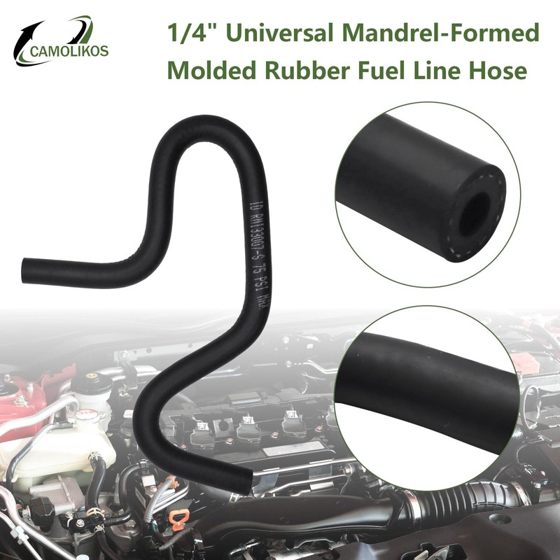 1/4" Universal Mandrel-Formed Molded Rubber Fuel Line Hose 45° 90°