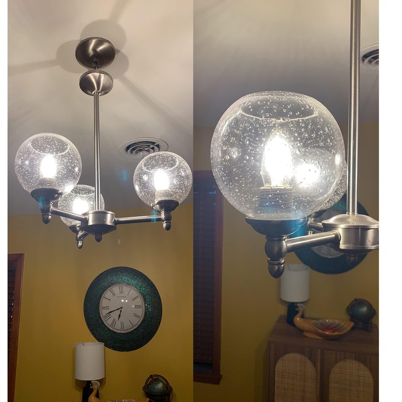 GoldSwift 3 Pack Round Sphere Glass Globes for Light Fixtures