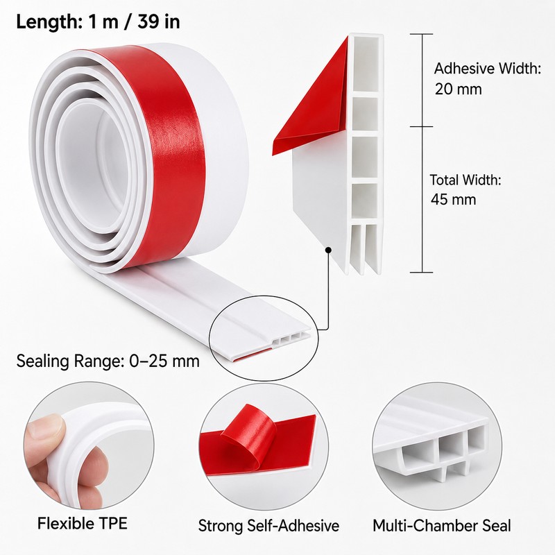 Under Door Draft Stopper Adhesive Door Seal Strip, 1M