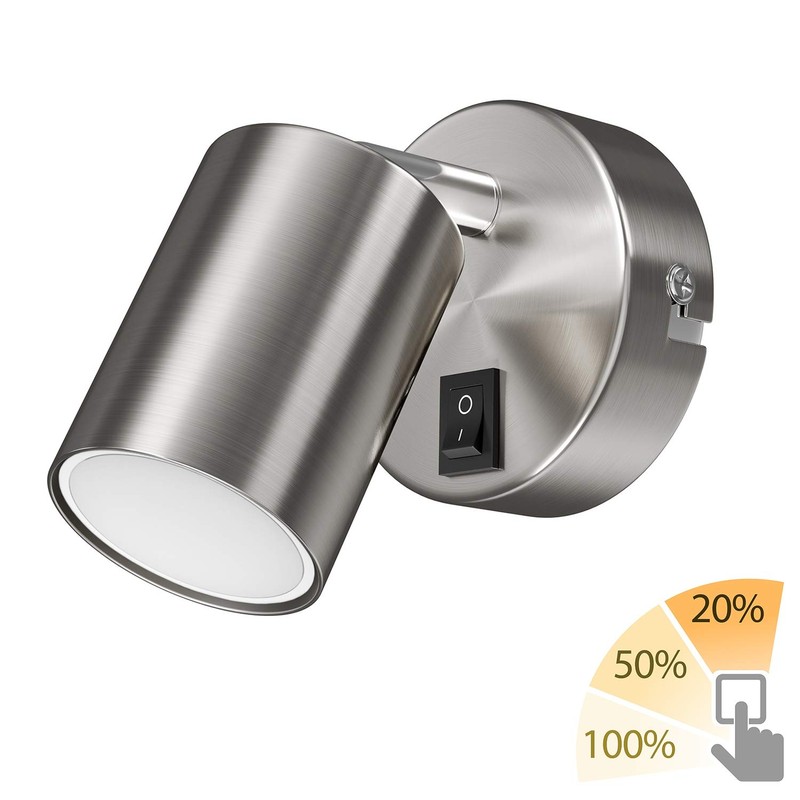 ledscom.de Wall Spotlight WAIKA Switch Chrome matt + LED lamp