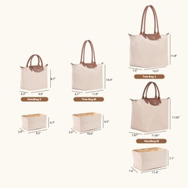 Volcuna Nylon Water-Repellent Purse Organizer with Zipper Insert for Longchamp Tote Bag (Pearl White, Tote bag M)