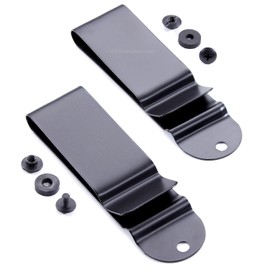 Universal Metal Belt Clips - (Fits 1.75 inch Belts) - (Black) - (w/Hardware) - (4 Pack) - Replacement Steel Clip Attachment Holder for Holsters, Sheaths, Phone Cases
