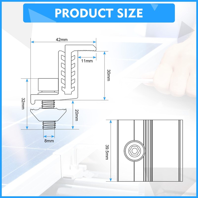 Zhengmy 10 Solar Panel End Clamp Mounting Z Bracket Mid
