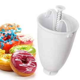 Hand-squeezed Dessert Baking Mold,Plastic Doughnut Donut Maker Machine Mold DIY Tool Kitchen Pastry Making Bake Ware Stainless Steel (White)