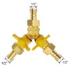 BesNPT Brass 3 Way Shut Off Valve 1/2" Hose Barb