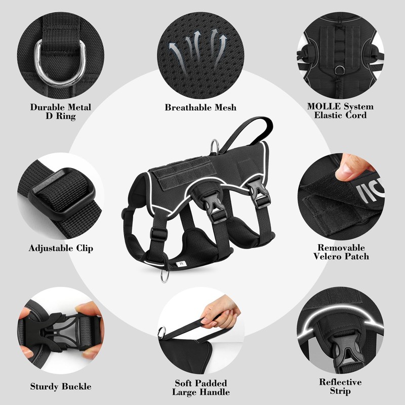 VOOPET Escape Proof Dog Harness, Soft Padded Full Body Pet