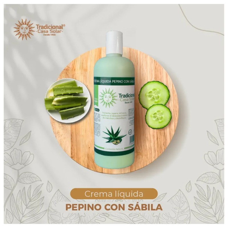 Crema Líquida Pepino Sábila 1lt Casa Solar Fresca