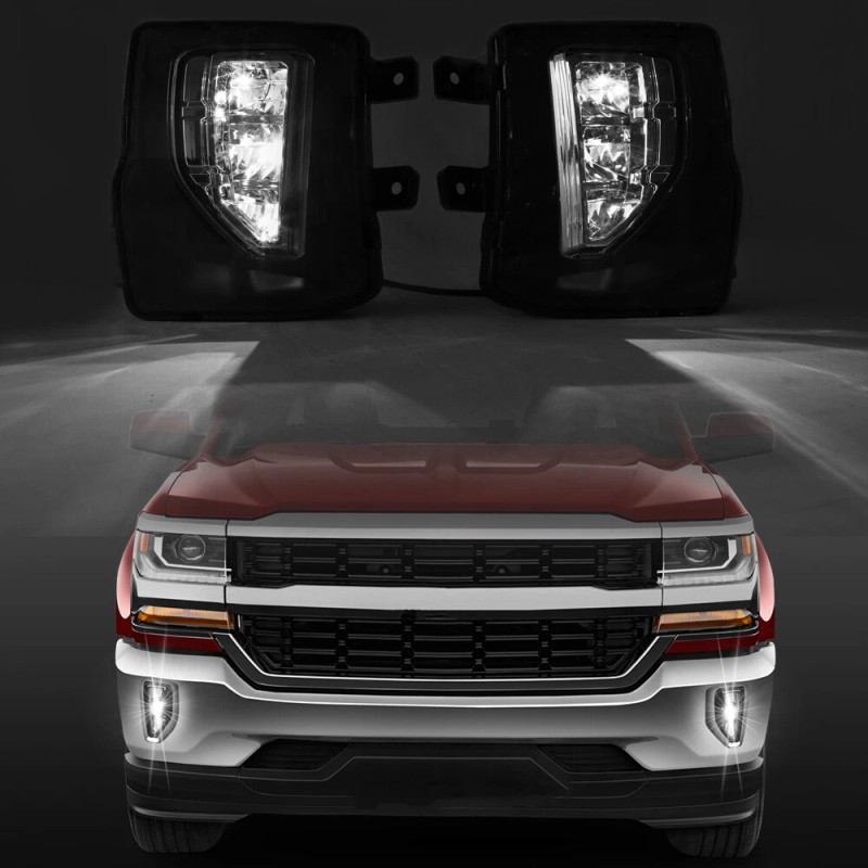 Mayello Pair For 2016-2018 Chevy Silverado 1500 LED Smoke Bumper