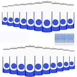 128MB Bulk USB Flash Drives 20 Pack EASTBULL USB 2.0 Metal Thumb Drives Pack Flash Drives Pack Storage Stick Swivel USB Drives (Blue-20PCS)