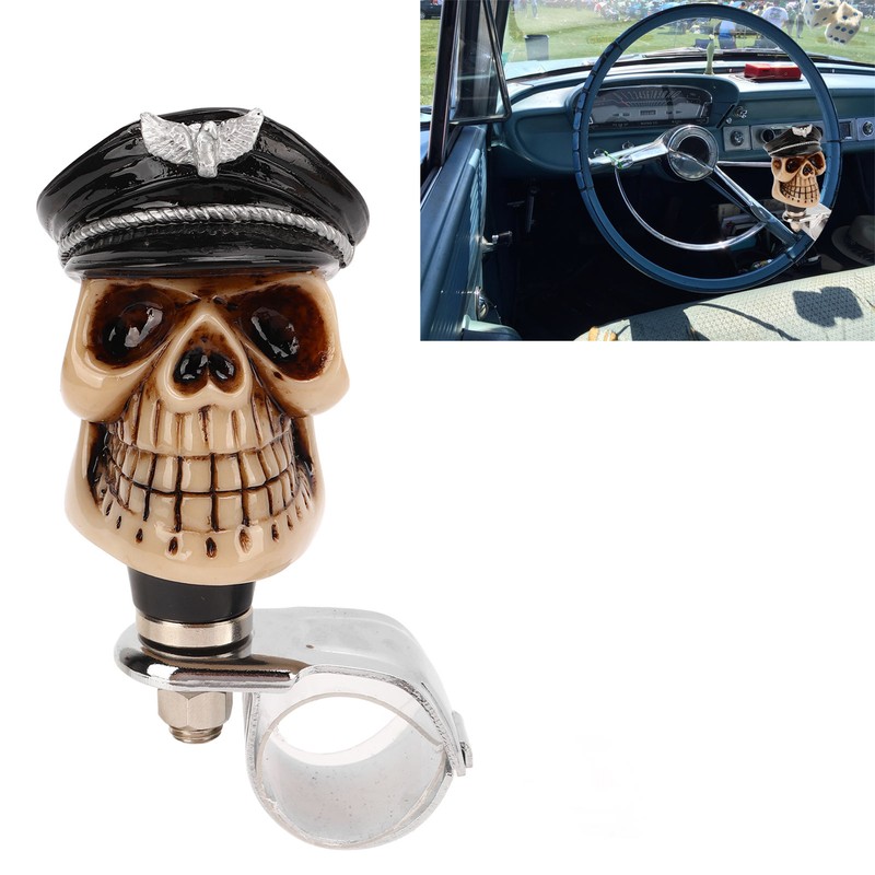 Skull Shape Steering Wheel Spinner 3cm Diameter Metal Resin Turn