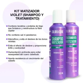 Shampoo Matizador Violeta + Tratamiento Keratina Nefertiti®