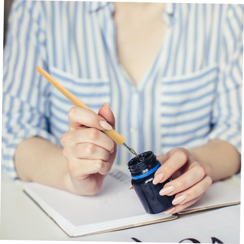 SEWACC Retro Wooden Dip Pen Set with Gothic Flat Tips