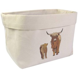 Large 'Highland Cow with Calf ' Canvas Organiser/Storage Bag (OR00030276)