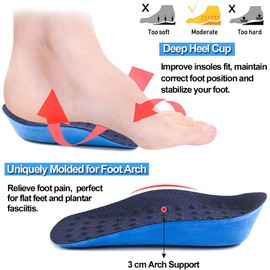 Ailaka Height Increase Insoles, Shock Absorption Heel Cushion Pads, Arch Support Heel Lifts inserts for Men and Women