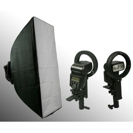 ePhoto 24" x 36" Photography Studio Photo Portrait Flash Speedlight Softbox with L FLash Bracket 24SB1001BWBRK