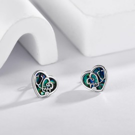 DAYLINLOVE Nurse Gifts 925 Sterling Silver Abalone Shell Heart Stethoscope Nurse Stud Earrings Nurse Jewellery Gifts for Women Nurse Medical Student, Sterling Silver