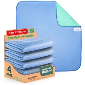 IMPROVIA® Washable Underpads, 34" x 36" (Pack of 4) - Heavy Absorbency Reusable Bedwetting Incontinence Pads for Kids, Adults, Elderly, and Pets - Waterproof Protective Pad for Bed, Couch, Sofa, Floor