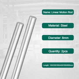Linear Rod 2pcs 8mm x 300mm Linear Motion Rod Shaft Guide,8mm Diameter Hardened Rod Chrome Plated Straight Bearing