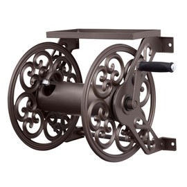 Liberty Garden 708 Steel Decorative Wall Mount Garden Hose Reel, Holds 125-Feet of 5/8-Inch Hose - Bronze
