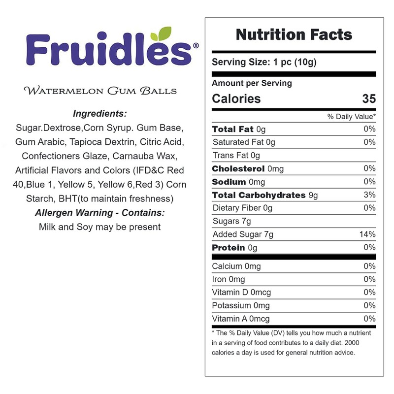 Fruidles Wicked Watermelon Gum Balls Fruit Flavored, Candy Buffet Treats,