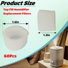 60-Pack Top Fill Humidifier Replacement Made for LEVOIT Humidifier Replacement Filter, Compatible with Levoit Humidifier Filter Classic160, Dual150, Dual200S, Classic300(S), LV600S and so on