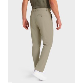 SNOWTEN Mens Golf Pants Classic Fit Stretch Work Dress Pants 34'' Quick Dry Lightweight Casual Comfy Pants with Pockets Light Khaki 36w × 34L