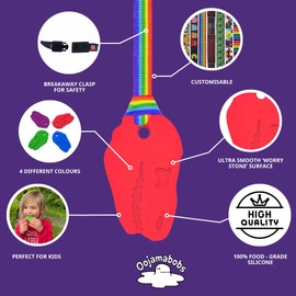 Oojamabobs Sensory STRONG Dinosaur pendant chew necklace - Autism - Red with lanyard (8 designs available!) (P.Man, 70cm Lanyard)
