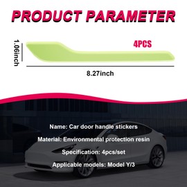 Suvnie 4 PCS Car Door Handle Sticker, Anti-Scratch Door Handle Reflective Decal Wrap Kit, Waterproof Side Door Handle Decorative Protector Compatible with Model 3 Model Y (Luminous)