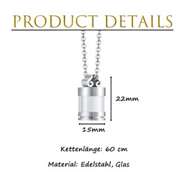 TJUSPIRIT Cremation Urn Chain for Ashes Memorial Pendant Necklace Memorial Jewellery for Ashes Hair Flower Bottle Pendant for Opening Locket Pendant Memorial Jewellery for Women Men, Stainless Steel