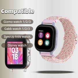 QHBAMD 10 Pack Compatible for Gizmo Watch 3 2 1/Gabb Watch 3 2 1/SyncUP Nylon Watch Band Slider Buckle Braided Breathable Stretchy Strap Wristbands