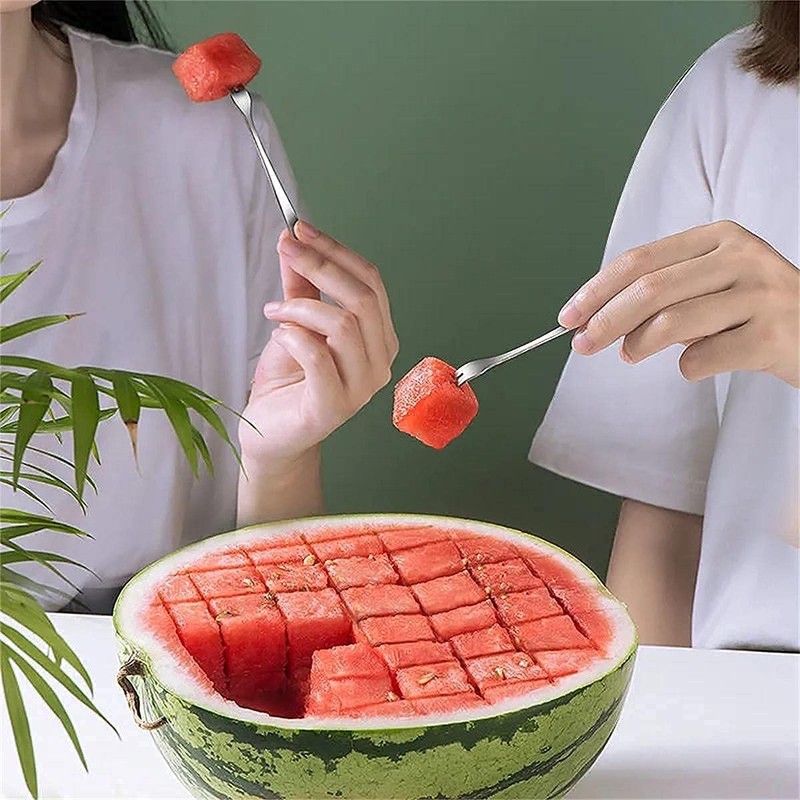 Watermelon Cutter Slicer,Stainless Steel Watermelon Cube Cutter Quickly Safe Watermelon