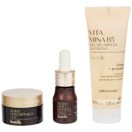 O Boticário Botik Skincare Set: Hyaluronic Acid + Vitamin B5 | High Performance Serum, Firming Face Cream and Facial Cleansing Gel (3 Products)