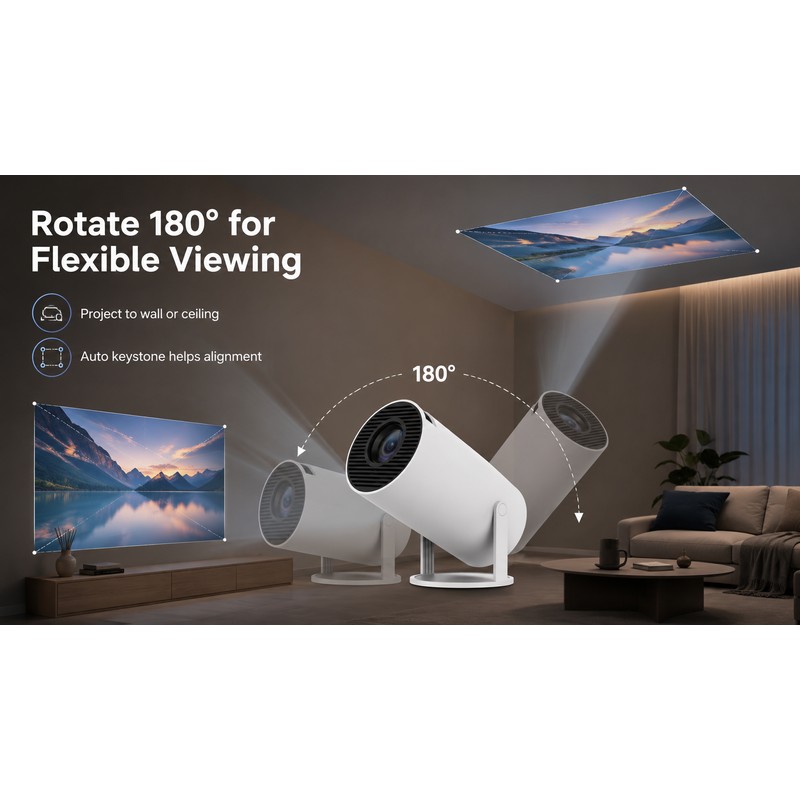 HY300 Pro+ Projector for Home Entertainment - 720P Android 14