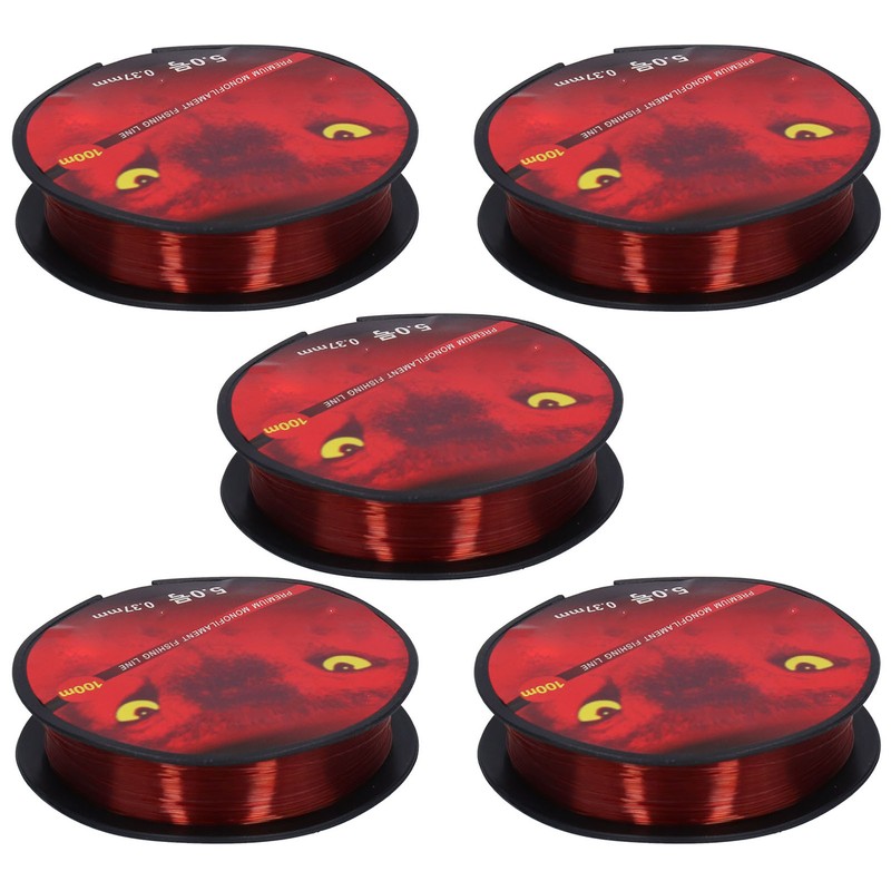 5Pcs 100M Nylon Lure Bait Fishing Line Wearproof Strong Toughness