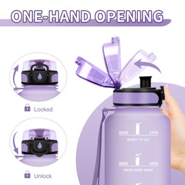 Sports Bottle 1.5 L, Leak-Proof Water Bottle with Filter, Sports Water Bottle with Time Marking, Sports Water Bottle for Fitness, Camping, Bike, Outdoor, Adults, Hiking