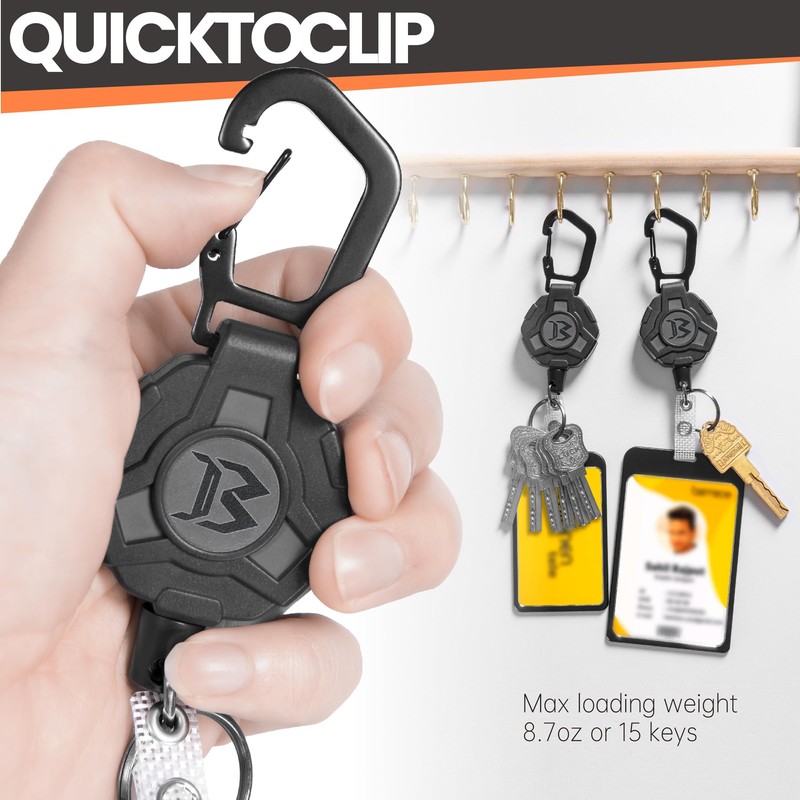Bemece 2 Pack Retractable Keychain, Retractable Lanyard includes Key Belt
