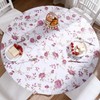 Round Vinyl Fitted Tablecloth with Flannel Backing Elastic Edge Design
