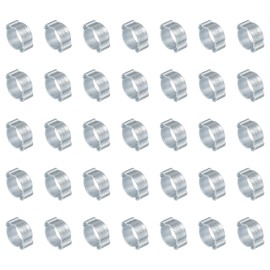 PATIKIL 35 Pack 11-13mm Double Ear Hose Clamp, Galvanized Steel O Clip Crimp Rings for Fuel Petrol Pipe Tube Fitting Connections, Silver Tone