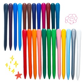 LandJoy Wax crayons from 1 year, toddler wax crayons, 24 crayons, safe and non-toxic, no dirty hands, easy to clean, pencils from 1 year, suitable for 1-12 children