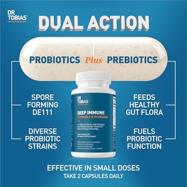 Dr. Tobias Deep Immune Probiotic + Prebiotic for Immune & Gut Health | Spore Forming Probiotics + Prebiotics | Synergetic Support for Digestion & Immu