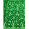 Mia Fabrics Inc. Damask Fabric - Green - Embroidered Design