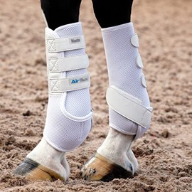 Masta Air-Flux Support Horse Boots - Schooling Training Neoprene Wrap Boot with 3D AirMesh for Horses - Soft & Comfort Extremely Lightweight Legs Protectors - Set of 2 - White, Size Cob