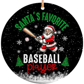 Sportyzen 2024 Christmas Ornament - Santa's Favorite Baseball Player Ceramic Ornament, Tree Decor Gifts for Baseball Player, Gift-Ready Keepsake for Baseball Enthusiasts, Family, Friends