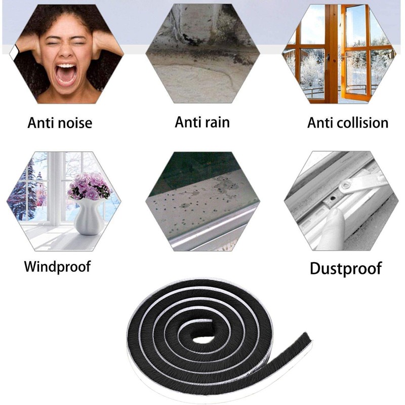Tooperze Weather Stripping for Door,Self Adhesive Brush Window Seal Strip