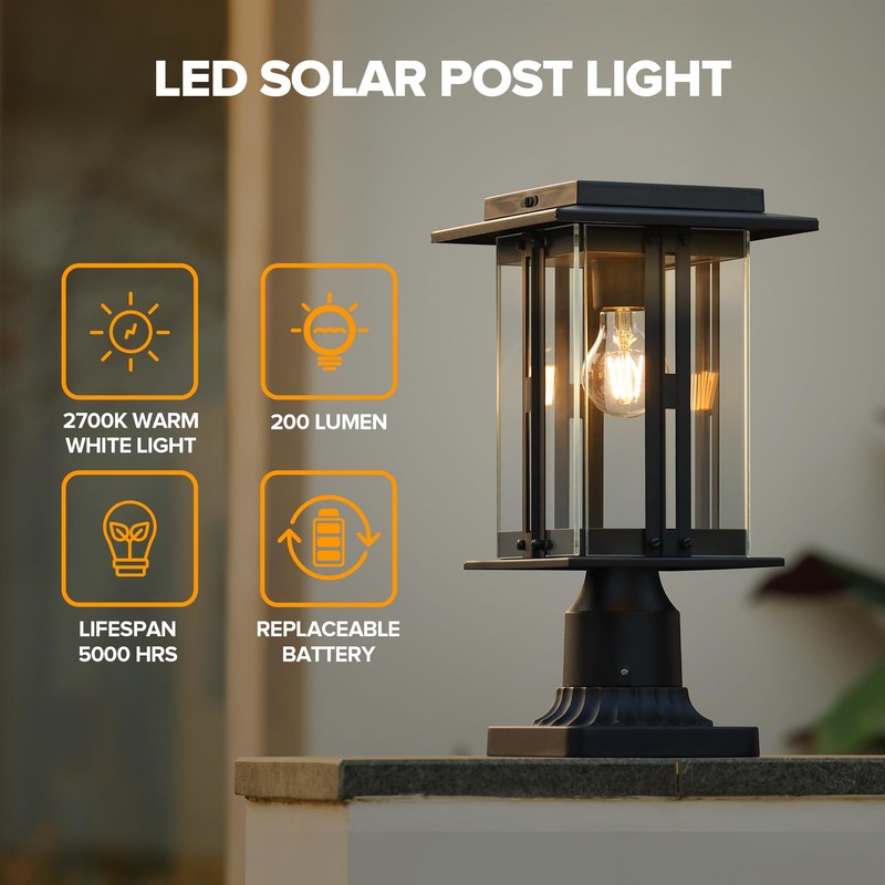 LUTEC Solar Lamp Post Light, Dusk to Dawn Craftsman Style