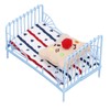 1:12 Miniature Bed Metal Structure Cute Pattern Sponge Cloth Mattress