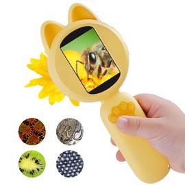 TINYLENS Mia Kids Microscope, Mini Digital Microscope for Kids with 2'' IPS Screen, Handheld Mini Scope Educational Science Toy Kit, Christmas/Birthday Gifts for Kids Aged 3-12